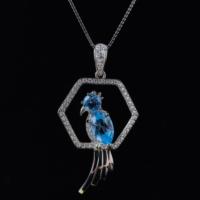 Pendentif en argent sterling 925 plaqué rhodium pour topaze bleue suisse, cadeau de fête des mères pour femme avec pendentifs à breloque