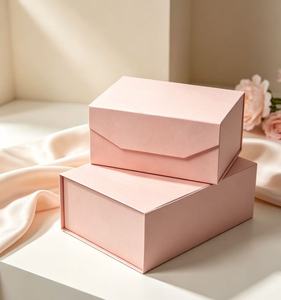 Boîte en carton rose rectangulaire auto-assemblable pour cadeaux et travaux manuels - Product Image 3