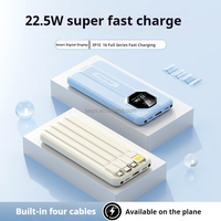OEM/ODM Chargeur portable PD20W 10000mah Construit en 4 Câbles LED Torche 22.5W Charge rapide QC3.0 Power Banks 10000mah