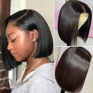 Corto barato 100% pelucas brasileñas naturales virgen transparente HD encaje hueso recto Frontal crudo vietnamita pelo humano Color Bob peluca - Product Image 4