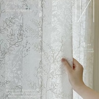 Rideau de baie toutes saisons respirant à motif vintage moderne, en tulle perlé, polyester, isolant, avec anneau supérieur, occultant total pour l'extérieur
