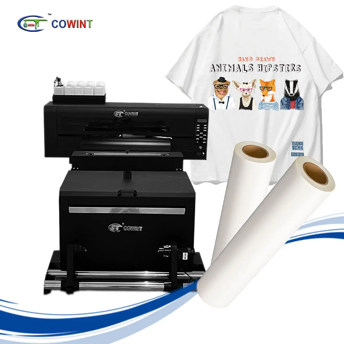 Cowint diy polo t shirt clothing price tag A1 DTF industry printer machine for t-shirt