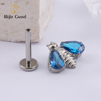 Right Grand Bee 16G ASTM F136 titane CZ oreille Tragus Cartilage Helix Labret Piercing