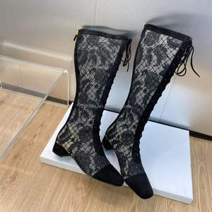 D mujeres bota carta logo <span class=keywords><strong>rosas</strong></span> con estrella perfecta jacquard bordado elegante bote alto marca famosa <span class=keywords><strong>botas</strong></span> de Vaqueros - Product Image 5