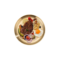 Assiette Ronde Jetable en Acier Inoxydable Style Coréen à Motif Uni pour Dîner, Fête, Barbecue, Plat à Dessert et Collations - Black Donkey