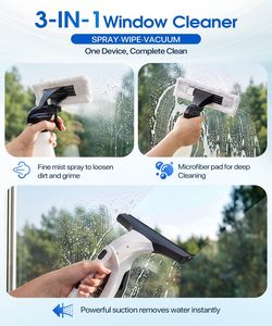Nettoyeur de vitres électrique portatif avec aspiration puissante et perche télescopique - Product Image 5