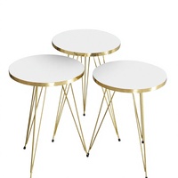 Table basse moderne pour salon, ensemble de meubles avec bordure dorée, durable, facile à assembler, en aggloméré et métal
