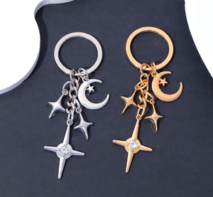 Porte-clés vintage étoile et lune, pendentif étoile en métal ajouré, breloque de sac tendance pour sac à main et cadeau - Product Image 2