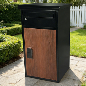 Home <strong>Outside</strong> Parcel Delivery <strong>Box</strong> Ttlock Anti-theft Letter Drop <strong>Box</strong> Black Wood-pattern Courier Receiving <strong>Post</strong> <strong>Box</strong> - Product Image 2