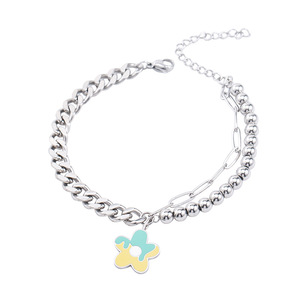 ญี่ปุ่นสไตล์เกาหลีไทเทเนียมเหล็กชั้นลูกปัดสร้อยข้อมือดอกไม้สำหรับผู้หญิงผู้ชายฤดูร้อน 2022 เครื่องประดับแฟชั่น - Product Image 5