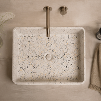 MOHOM Lavabo de salle de bain moderne en béton moulé sur mesure, de luxe, écologique, à trou unique, facile à nettoyer, pour comptoir, 16L