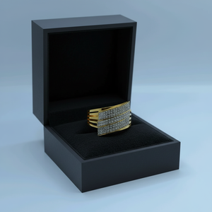 Elegant 22K Gold Multi Row <b>Ring</b> with Sparkling <b>Crystal</b> Pave Design Wide Statement Band for Women - Product Image 4