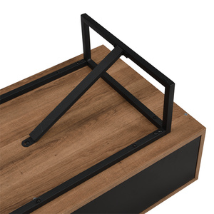 Mesa de Centro Moderna y Casual de Primera Calidad con Superficie Lineal de Madera y Estructura Metálica, Ligera y Fácil de Montar, Mueble para el Hogar - Product Image 4
