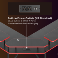 Escritorio para Juegos en Forma de L, Color Negro, GMD18-2, con Iluminación RGB, Mesa para Computadora con Soporte Elevador para 3 Monitores de PC, para Gamers y Esports en Casa