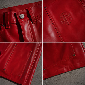 Pantalones Culottes de Cuero Sintético para <span class=keywords><strong>Hombre</strong></span>, Estilo Y2K, Anchos, Cortos, Holgados, de Moda Urbana, Estilo Punk y Hip Hop - Product Image 5