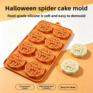 Moule à gâteau araignée d'Halloween en silicone alimentaire, plaque de cuisson antiadhésive réutilisable pour desserts et pâtisseries de fête - Product Image 1
