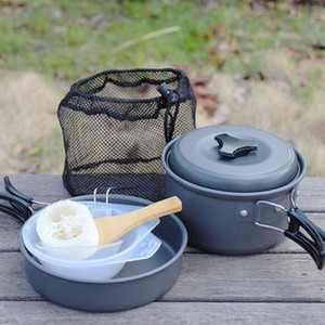 <span class=keywords><strong>Set</strong></span> da Cucina da Campeggio JSJM in Alluminio per 1-2 Persone con Funzioni Vapore/Bollitura/Frittura per Escursionismo, Picnic, Sopravvivenza e Campeggio - Product Image 4