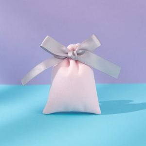 Sac de rangement en velours rose épais et écologique avec cordon de serrage, nœud papillon, pour lunettes, cadeau, logo personnalisé, vente en gros - Product Image 6