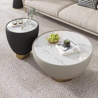 Table basse et table d'appoint de luxe italiennes modernes, durables, pour salon, avec plateau en marbre, cuir et acier carbone