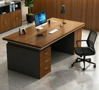 Bureau de direction moderne de luxe léger en L réglable avec armoire latérale murale et bibliothèque assortie - Bureau commercial en bois