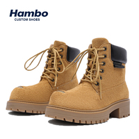 Nouvelles bottes mi-mollet tendance à semelle épaisse Hambo avec logo personnalisé, style britannique, pour le travail et les trajets quotidiens en automne