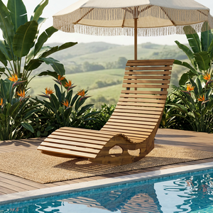Meilleures ventes - Chaise longue à bascule en bois d'acacia massif, mobilier de jardin moderne et luxueux, matériau écologique, pour villa, parc, jardin - Product Image 1