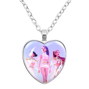 Collar <span class=keywords><strong>de</strong></span> Moda Kpop Demon Hunters Witch Hunting Group Time con Colgante <span class=keywords><strong>de</strong></span> Corazón <span class=keywords><strong>de</strong></span> Melocotón y Diamante, Cadena <span class=keywords><strong>de</strong></span> Bambú, Aleación <span class=keywords><strong>de</strong></span> Zinc para Compromiso - Product Image 4