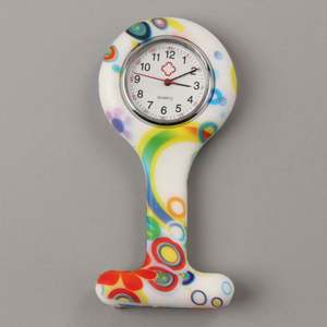 Montre d'infirmière en silicone à motifs tendances Broche d'infirmière Tunique Fob Montre de poche Quartz Cadran inoxydable - Product Image 6