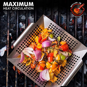 Panier de cuisson pour l'extérieur, panier de cuisson en acier inoxydable de qualité supérieure, accessoires de barbecue parfaits pour le poisson, les crevettes, les brochettes - Product Image 2