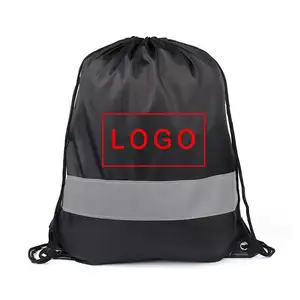 Reflexivo crianças cordão esportes saco mochila correndo sacos leve logotipo personalizado