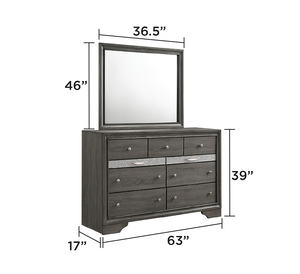Modern Queen 5 <b>PC</b> Solid Wood Adjustable <b>Storage</b> Bedroom Set in Gray - Product Image 5
