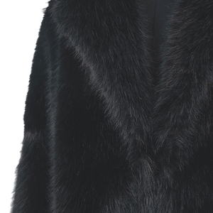 Langer Kunstpelzmantel Hochwertiger Luxuriöser Schwarzer Flauschiger Übergrößen-Damen-Kunstpelzmantel für Warme Winter - Product Image 3