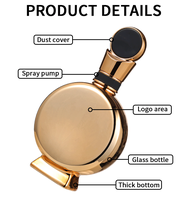 Flacon de parfum arabe rond et plat de luxe de 50 ml, fabrication professionnelle, électroplaqué or, fond épais, flacon de parfum vide en verre