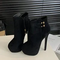Bottines à plateforme pour femmes, style punk, sexy, ultra fines, à fermeture éclair, talons hauts, pour soirée en boîte de nuit, printemps automne