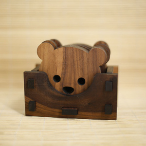Ensemble de dessous-de-verre en bois massif sculpté, créatif, pour tasses à thé, vente en gros - Product Image 3