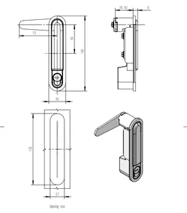 DL818-1Y Electric Cabinet Panel Lock With Swing Handle Latch Plane Lock