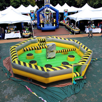 Jeu gonflable Wipe Out Eliminator Meltdown Castles pour adultes, 5m, en PVC, installation facile, 5-10 personnes, amusement garanti