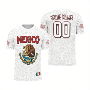 Maglia da Calcio 3D del Messico Personalizzabile con Nome e Numero, Stemma dell'Aquila, Motivo Azteco, Unisex, Maglietta per Tifosi - Product Image 2