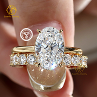 Certifié GIA IGI HPHT CVD Bagues de fiançailles en diamant taille ovale cultivées en laboratoire 14K 18K Or massif pour femmes hommes couples
