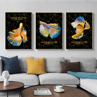 Art mural et affiches colorées de poissons combattants siamois, style nordique simple, pour la décoration intérieure, Cuadros, décoration de salon, toile
