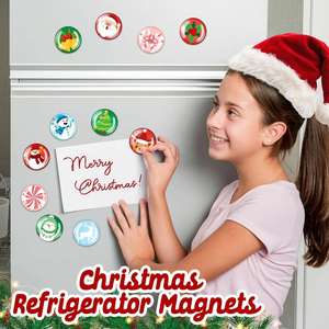 16Pcs Christmas Refrigerator Colorful Holiday Decor Gifts Glass Strong <b>Stickers</b> Crystal Fridge Magnets <b>for</b> <b>Kitchen</b> - Product Image 2