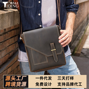 Bolso Bandolera de Cuero Genuino para Hombre Tiding, Color Marrón Oscuro, Piel de Vaca de Primera Capa, Bolso de Hombro Casual para Uso Diario - Product Image 4
