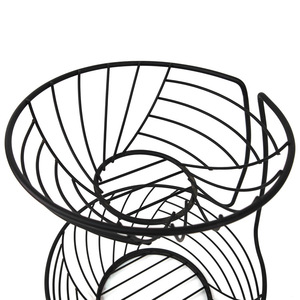 Black Round Double Layer Iron Fruit Basket Durable <b>Standing</b> Type Food Container Nordic Style Storage Basket - Product Image 4