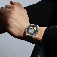 Jam Tangan Chronograph Balap Serat Karbon Bonest Gatti dengan Bezel Tachymeter, Otomatis Mekanis, Kaca Safir, untuk Pria BG9010