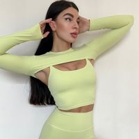 Lcool الخريف ملابس نشطة اليوغا صالة رياضية مثيرة ملابس نشطة أكمام طويلة 4 مجموعة اليوغا النشطة