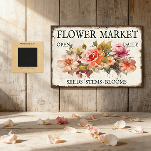ป้ายโลหะวินเทจหรูหราขายส่ง ลายตลาดดอกไม้ สำหรับตกแต่งผนังสวน - Product Image 1
