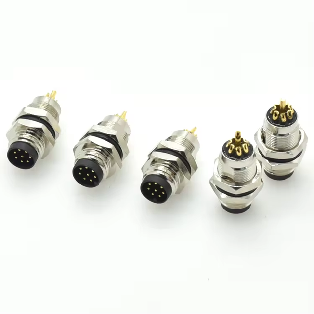 Panel Mount Waterproof Connector Industrial 8 Pin Male Connector Socket Rear Fastened Circular M8 Cable Connector