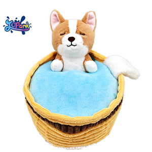 Peluche apaisante chien Corgi endormi dans une baignoire chaude, personnalisée, style Kawaii, pour la décoration de baignoire, pour grossistes UE et États-Unis - Product Image 1