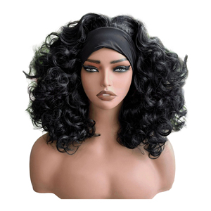 <span class=keywords><strong>Parrucca</strong></span> <span class=keywords><strong>Afro</strong></span> Ricci Corti in Fibra Resistente al Calore, Densità 180%, Nera, Senza Colla, per Donne Africane - Product Image 2