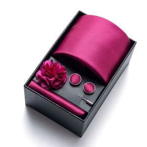 Fornitura Diretta dalla Fabbrica: Cravatta in Poliestere da Uomo con Fazzoletto Quadrato, Gemelli e Spilla, in Confezione Regalo, Accessori <span class=keywords><strong>per</strong></span> Matrimonio e <span class=keywords><strong>per</strong></span> <span class=keywords><strong>la</strong></span> Nuova Moglie - Product Image 2